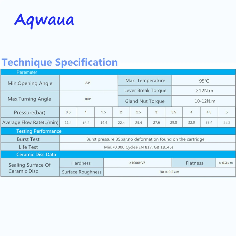Aqwaua 40mm Ceramic Disc Faucet Cartridge with Distributor with Filter Faucet Valve Core Replacement Part Bathroom Accessories