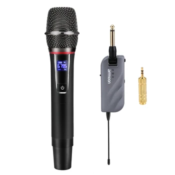 

ammoon UHF Wireless Microphone Mic System 10 Channels with 1 Handheld Microphone +1 Mini Receiver for Karaoke Home Entertainment