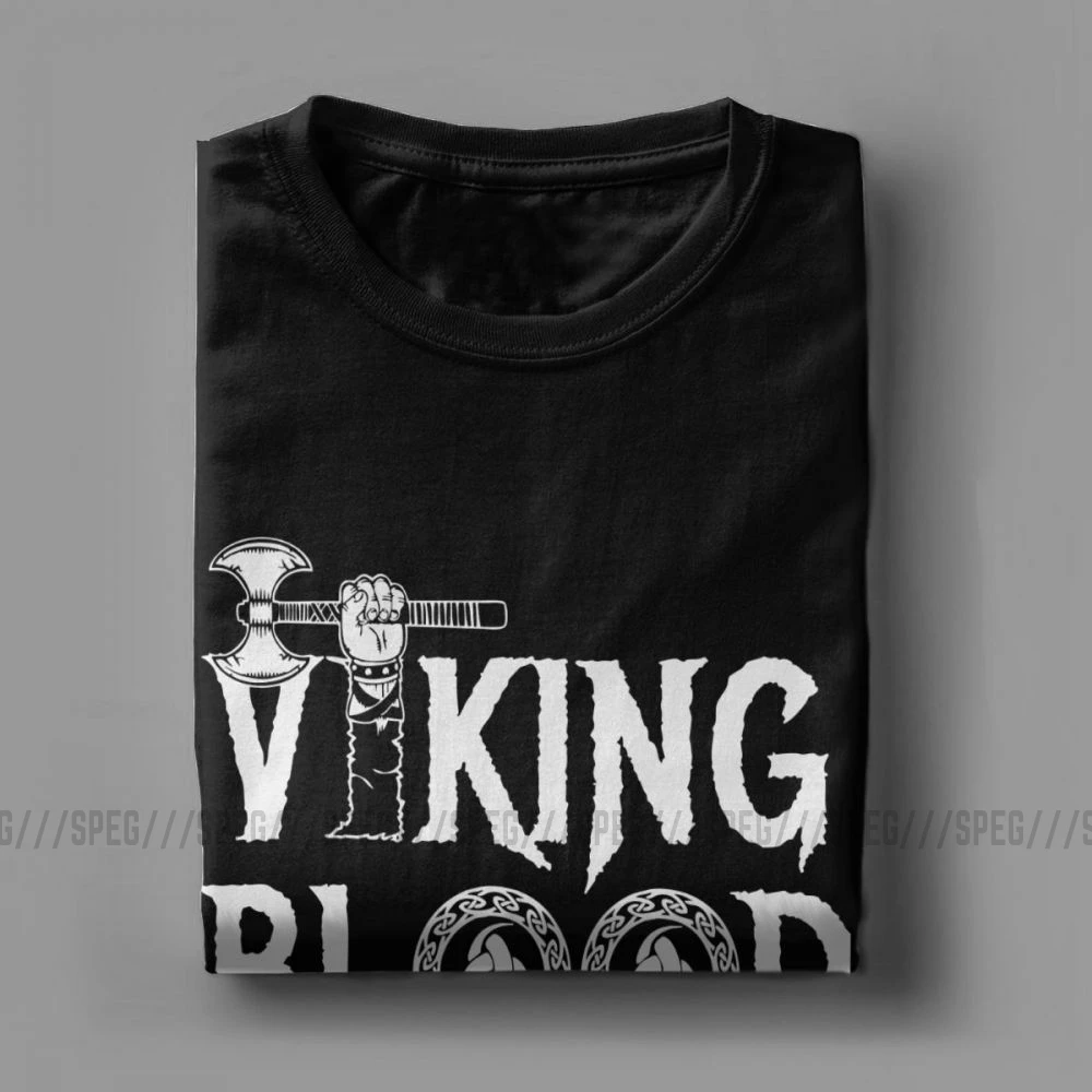 Skup T shirty Vikings Blood Runs in My Viens topy Adult 100% bawełna męskie koszulki z krótkim rękawem Great Men Tee Shirt Plus rozmiar
