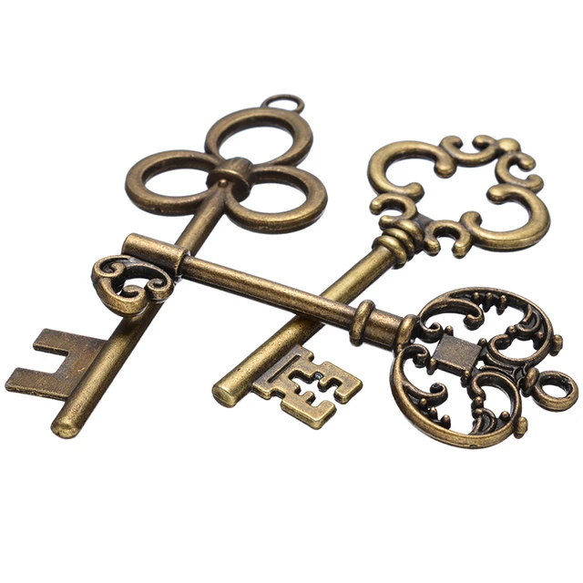 Large Skeleton Keys 8pcs Antique Bronze Keys Rustic Key Pendant Vintage Key  Charms Set DIY Handmade Craft Accessories for Wedding Favor Jewelry Making  Wrapping Decoration 