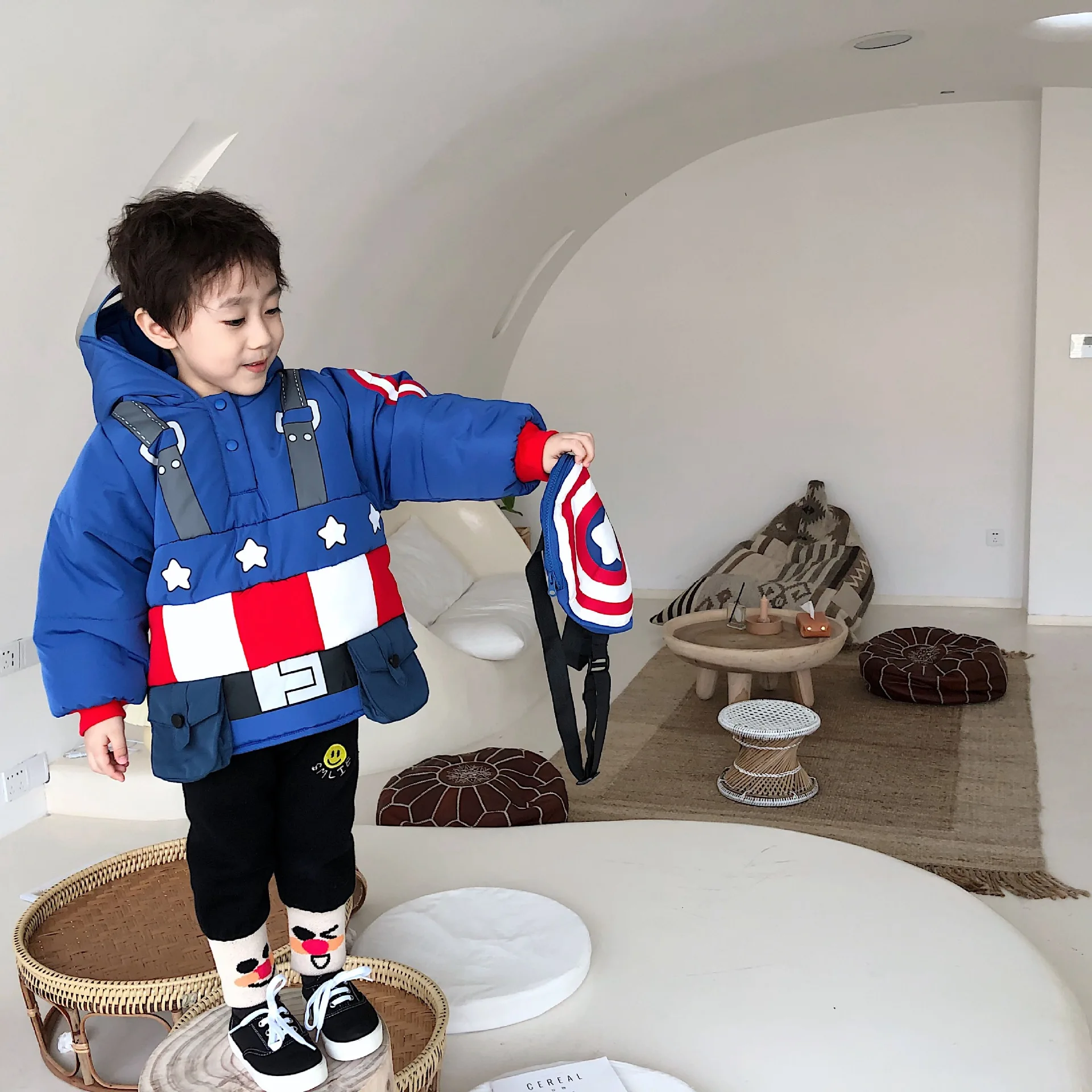 Tonytaobaby/Новинка зимы; детский пуловер с рисунком для мальчиков и девочек; куртка с хлопковой подкладкой для мальчиков