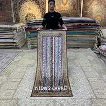 YILONG 2,5x6 'Традиционный персидский шелковый ковер для прихожей, кухни, домашний ковер ручной работы(HF338B
