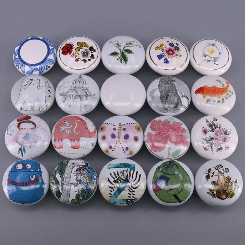 1x Cute Round Ceramic Knobs Door Handle Modern Drawer Cupboard Pull Kids dresser drawer