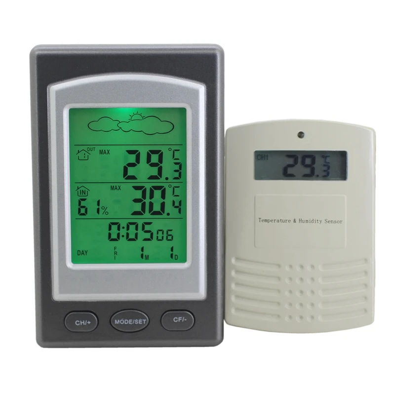 

Digital Wireless Thermometer Indoor Outdoor Temperature Gauge Receiver Transmitter Home Office Use