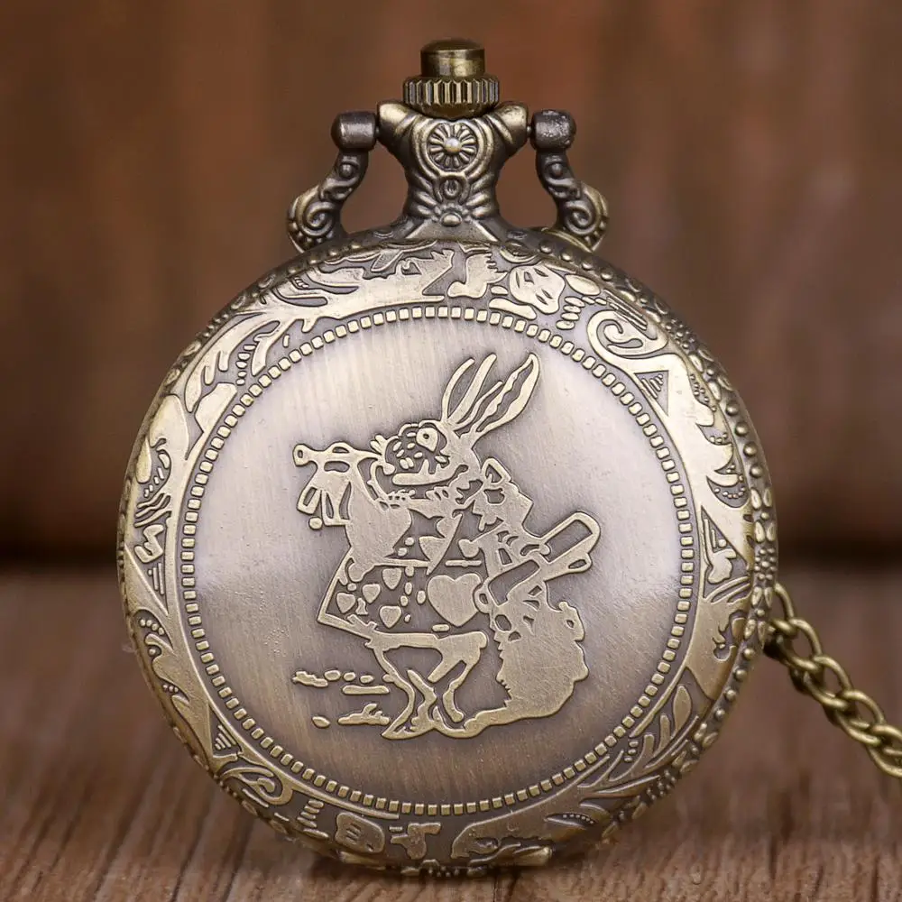 

Bronze Alice Theme Pocket Watches Vintage Quartz Pocket Watches Necklace Chain Watches Mens Womens Children Gifts