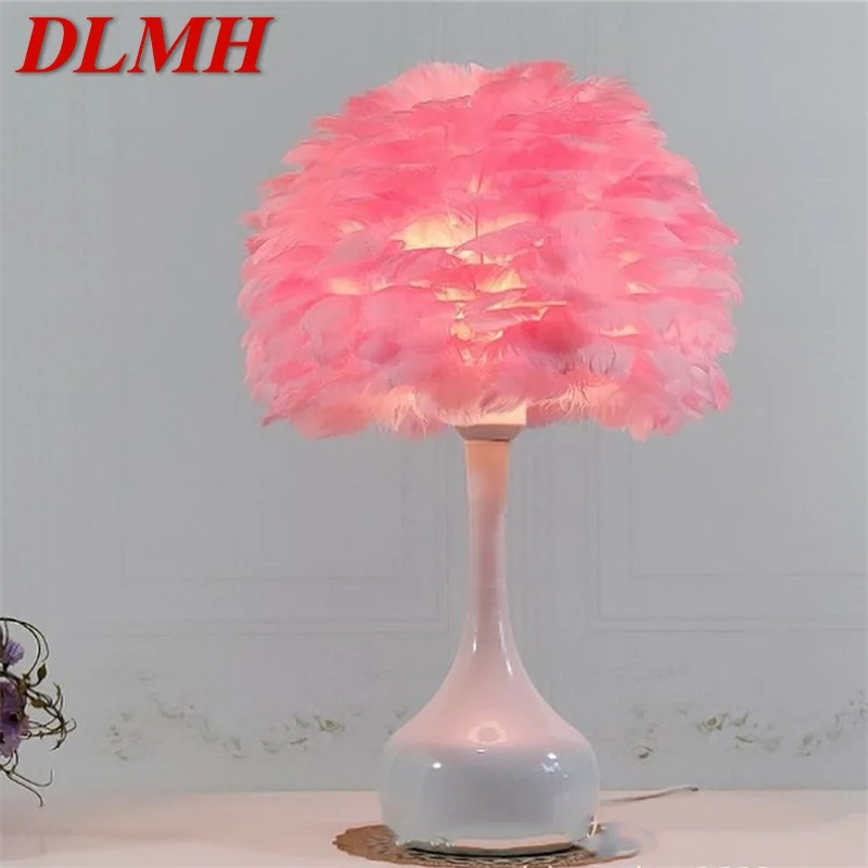 

DLMH Creative Table Lamps Contemporary Red Feather Desk Lights for Home Living Bed Room Decoration