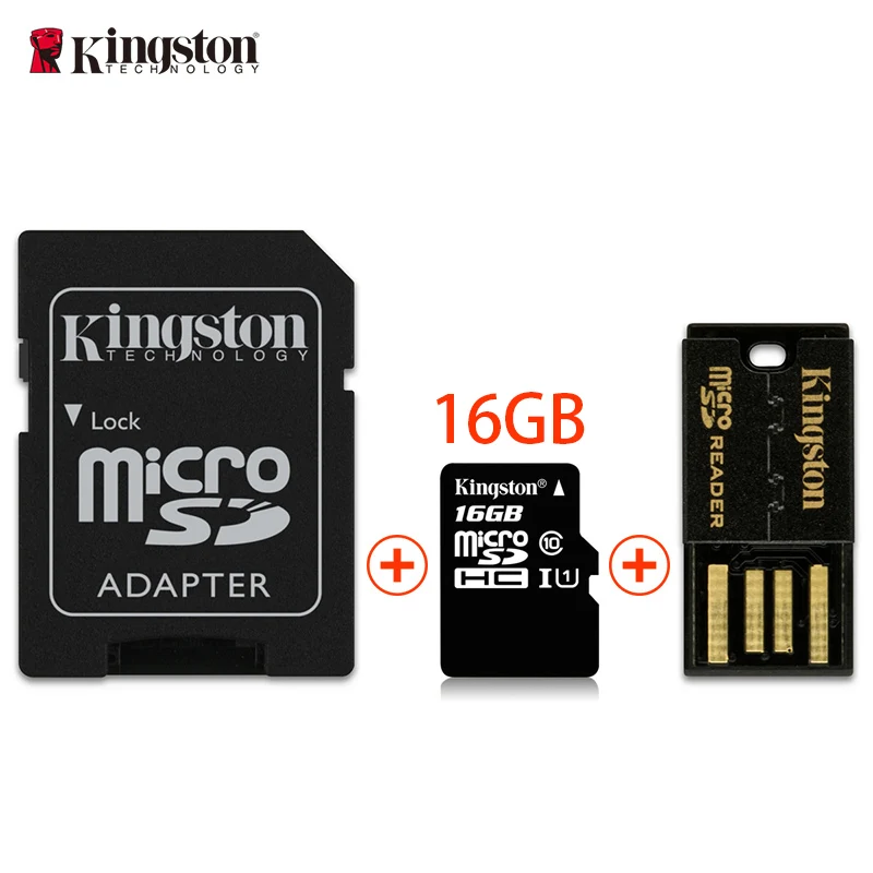 Карта памяти kingston, 8 ГБ, 16 ГБ, 32 ГБ, 128 ГБ, 64 ГБ, Micro sd карта, класс 10, флэш-карта памяти, Microsd TF/sd карта, адаптер/кардридер - Емкость: 16GB