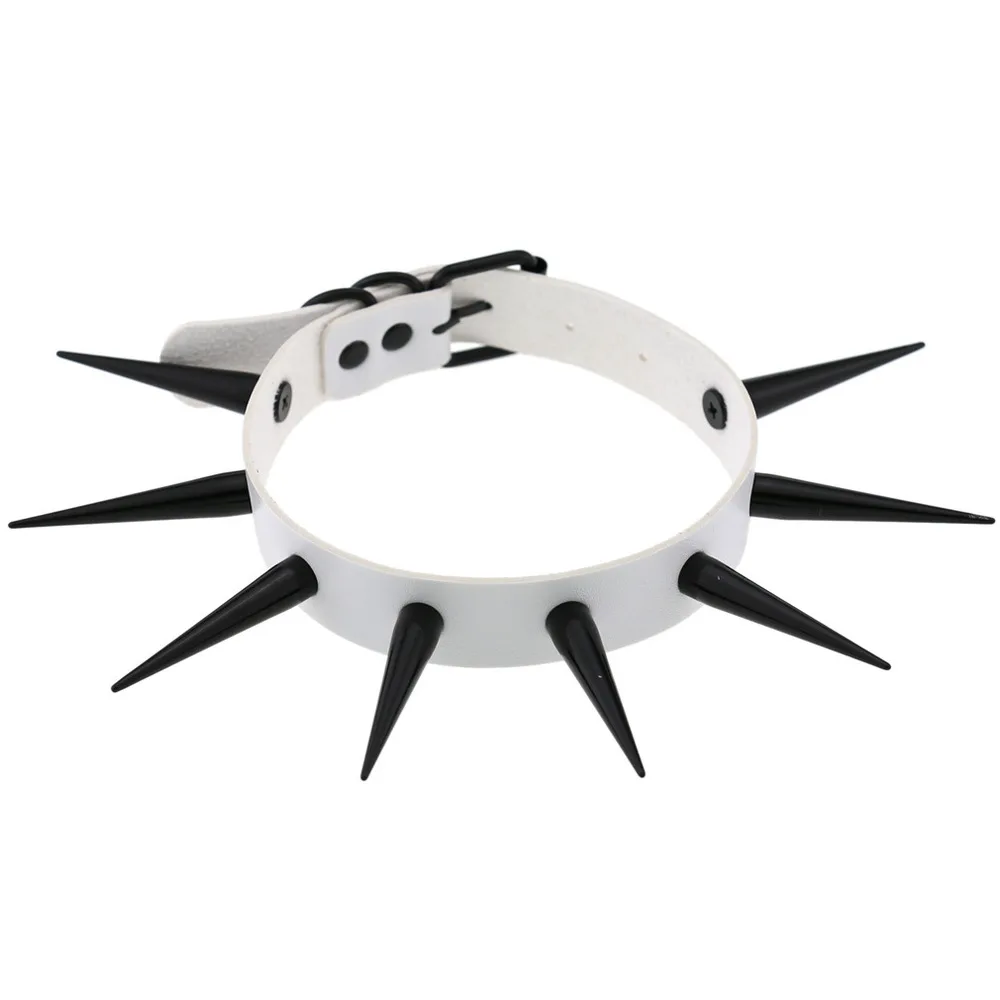 

ZIMNO Big Stainless Steel Metal Spike Choker Goth Pu Leather Punk Choker Necklace for Women Collar Necklace Men Cosplay Jewelery