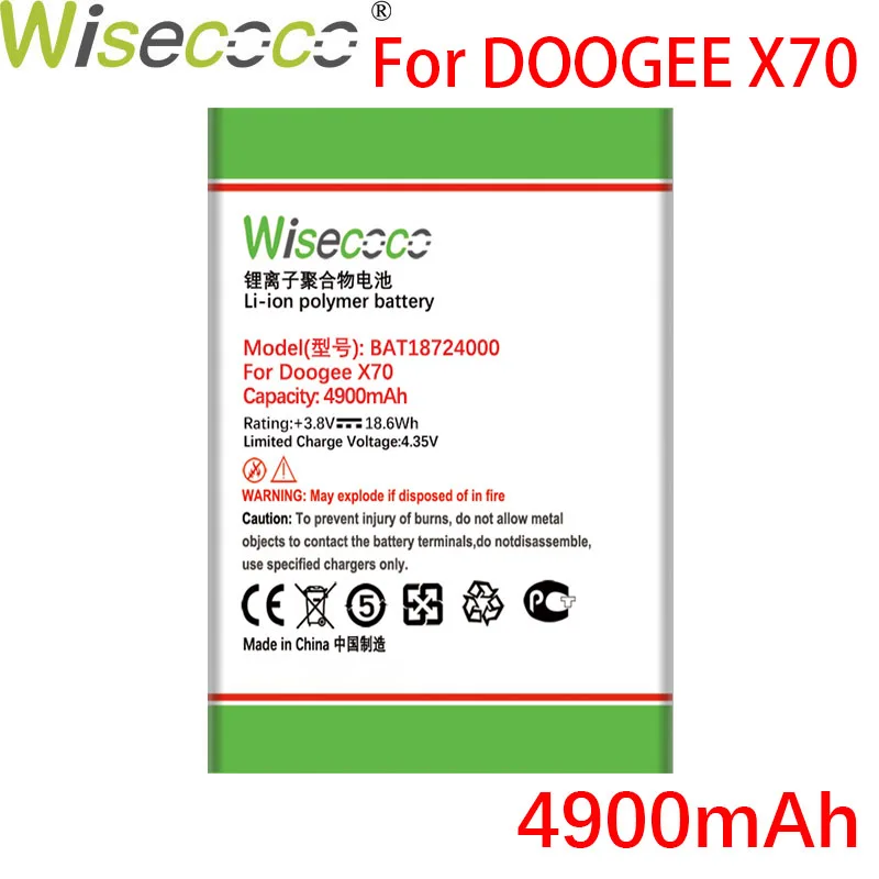Батарея WISECOCO 4900mAh BAT18724000 Для DOOGEE X70 мобильный телефон в наличии