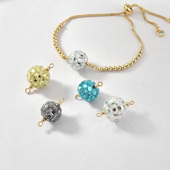

hining full diamond square diamond crystal double hanging ceramic round ball bracelet necklace earring diy handmade jewelry