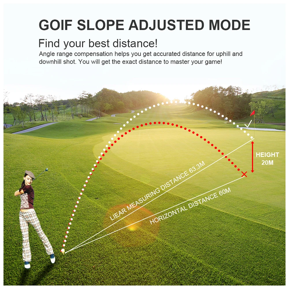 Bosean Golf Laser Rangefinder Slope Correction Vibrate Pin-seeker Flag-Lock Continuous Scan 5 Modes for Hunting 골프거리측정