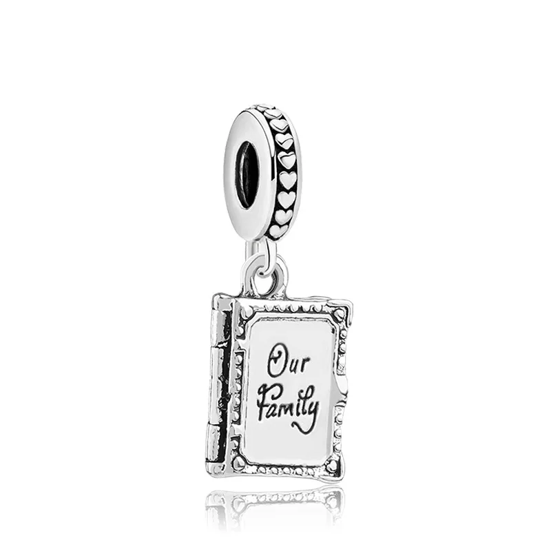 5PCS Silver Color Alloy Beads Our Family Memorial Book Pendant Notebooks Charm Fit Women PAN Necklaces Men Bracelets DIY Jewelry | Украшения