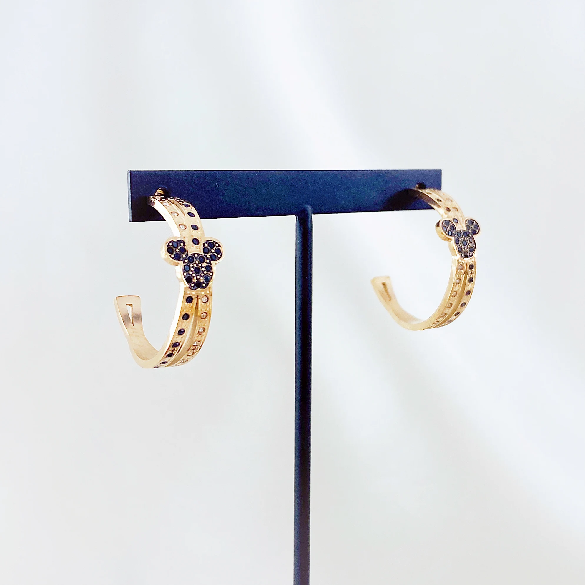 Cartoon Kawaii Mouse Earring Titanium Steel Earring Inlaid Crystal Fashion Trendy Women Jewelry Birthday Gift