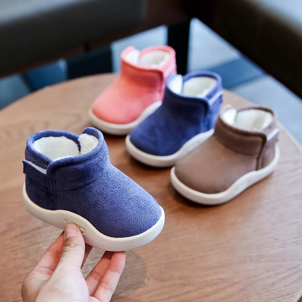 Детская обувь для маленьких мальчиков и девочек; однотонные зимние теплые короткие ботинки; zapatillas bebe deportiva# EW