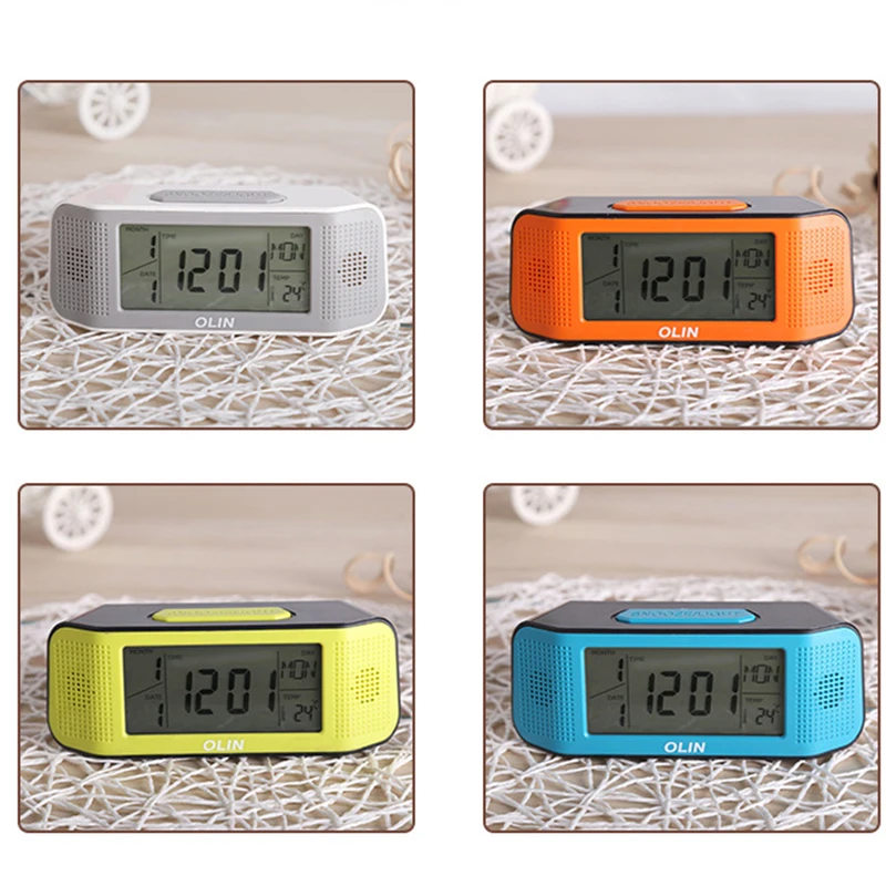 LCD Electronic Smart Digital Alarm Clock Snooze Silent Sound Control For Bedrooms Bedside Kids With Temperature Week Date | Дом и сад