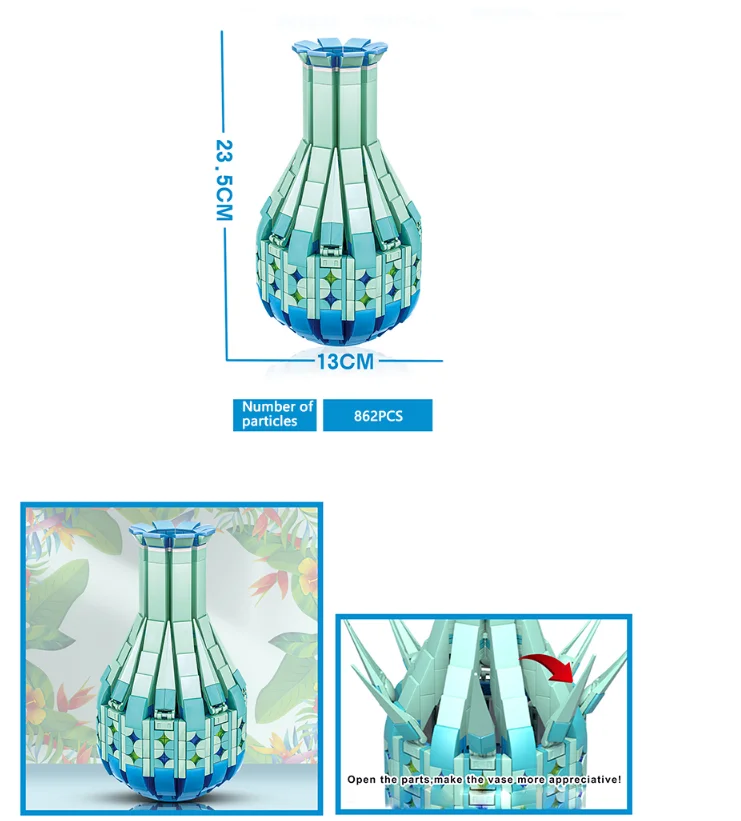 Romantic Rose Flower Vase Garden House Plant Assembly Building Blocks Classic Model Bricks Sets Kids Kit
