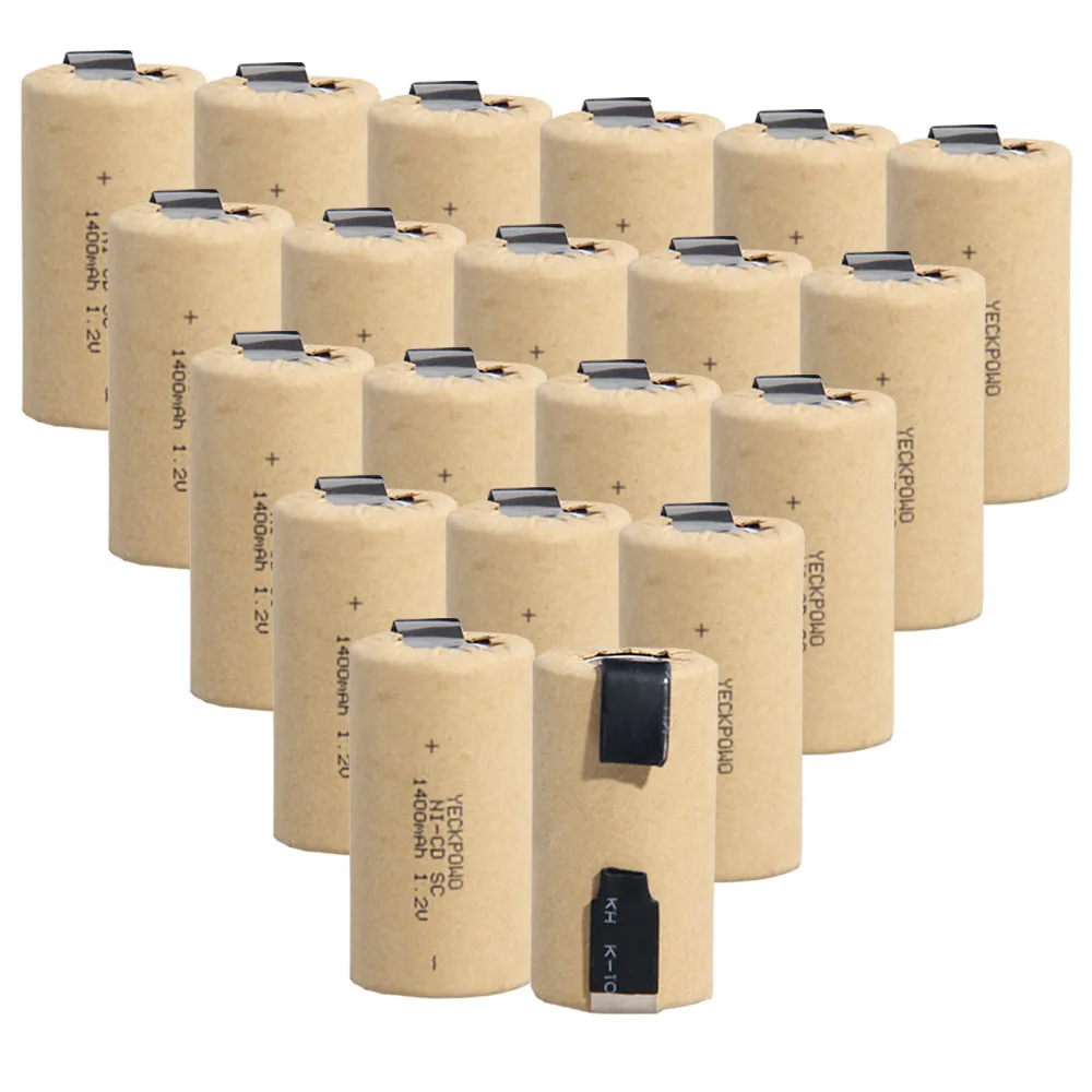 20 шт аккумулятор SC 1,2 V батареи для электроинструментов 1400mah nicd 4,25 cm* 2,2 cm цвет случайный