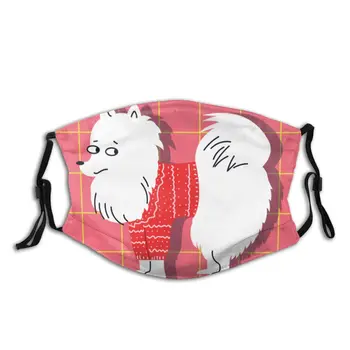 

protective mask with filter Pomeranian In A Knitted Sweater anti dust PM2.5 reuse adult teen child girl