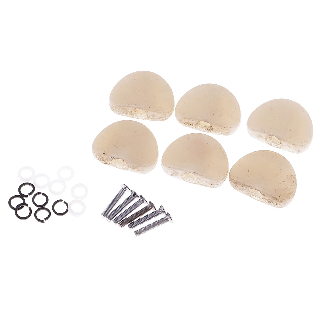 6 Pieces Plastic Electric Guitar Tuning Peg Knobs Tuner Button Cap White | Спорт и развлечения