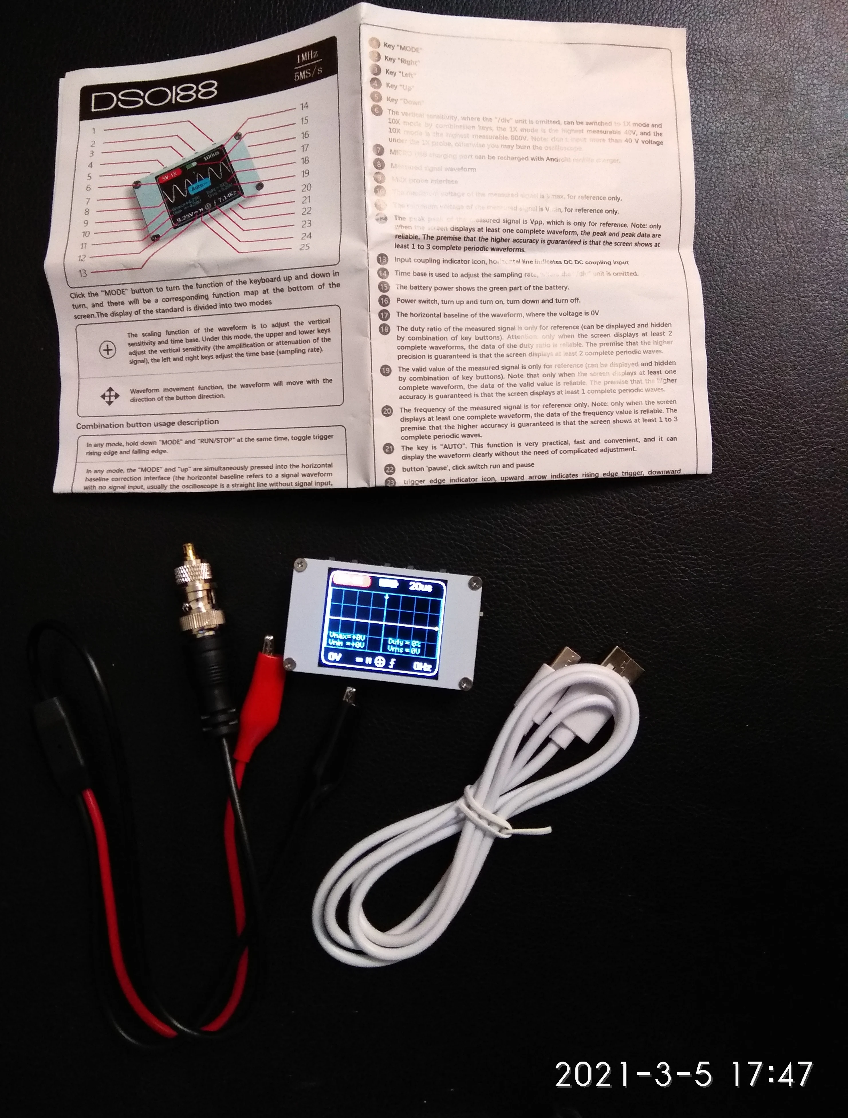 NITRIP DSO188 Handheld Mini Pocket Portable Ultra-Small Digital Oscilloscope 1M Bandwidth 