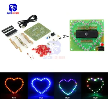 

diymore 51 MCU AT89S52 Heart-Shaped Red/Blue/RGB LED Module Flashing LED Light Electronic Board DIY Kit