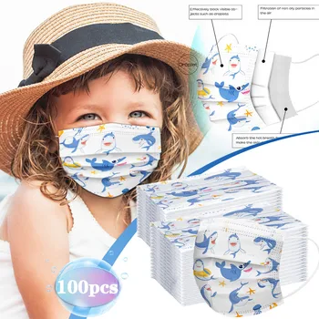 

100pc A Box Cartoon Kids Disposable Mask 3 Layer Child Filter Hygiene Thicken Children's Face Mouth Mask Earloop Fast Delievry