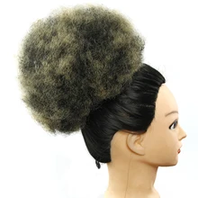Синтетический шиньон волос булочка афро кудрявый шнурок короткие волосы штук диаметр 10 дюймов волосы булочка афро шиньон