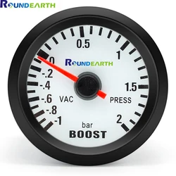 Round Earth 52mm BlueBacklight Auto Car Turbo Boost Gauge Turbin -1~2 Bar Pointer Clock Vacuumd Instrument Meter