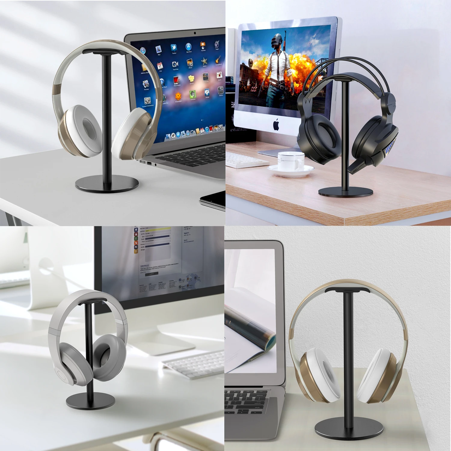 SeenDa Headphone Stand Headset Holder with Non slip Base Aluminum Metal Soft TUP Earphone Holder Gaming Headphone Rack