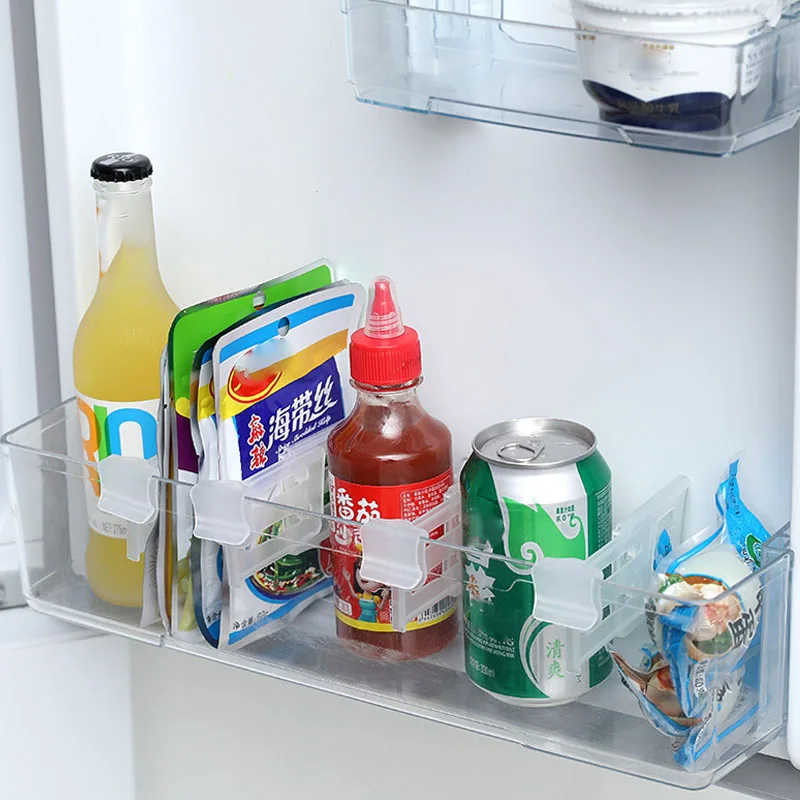 Kitchen Storage Box Food Storage Container Food Storage Box Rice Storage Box Seasoning Storage Container 4/1Pcs Extendable Refrigerator Partition Fridge Food Storage Rack Drugs Cosmetics Separating Shelves Divider Kitchen Gadgets