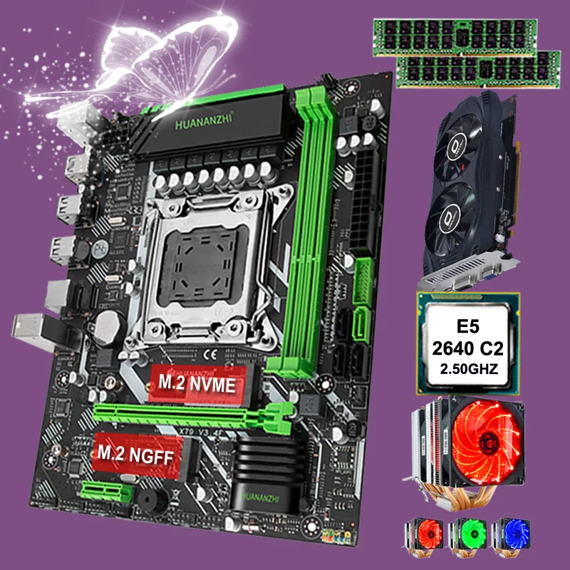Материнская плата HUANANZHI X79-6M два слота M.2 процессор Intel Xeon E5 2640 с кулером ОЗУ 32 Гб (2*16