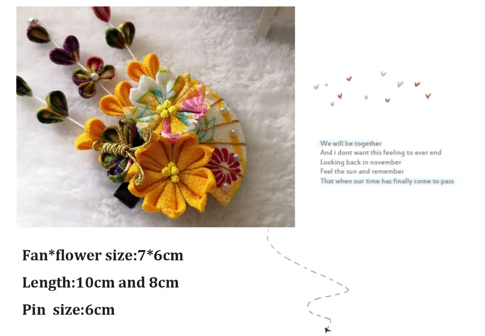 DIY японское кимоно Сакура аксессуары для волос свадебный цветок украшение веер волос головной убор шпилька для девочек фиолетовый/красный/синий