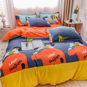 

Nordic cartoon bedding set cute duvet cover sheets pillowcase Bed linen queen king size Euro bedding for home