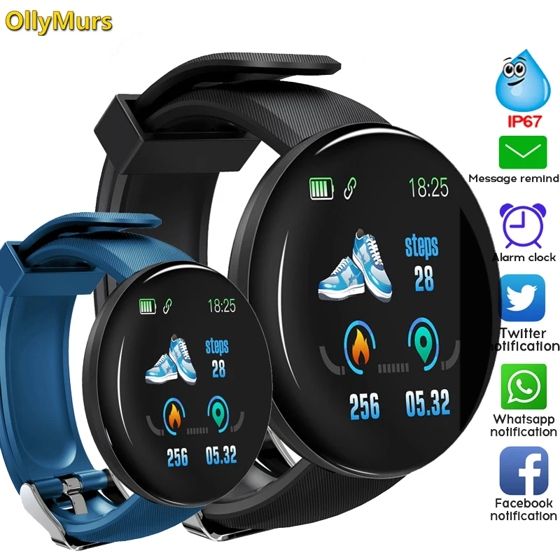 

2019 Smart Watch Men Blood Pressure Round Smartwatch Women Waterproof Sport Tracker WhatsApp D18 For apple Android Ios phone