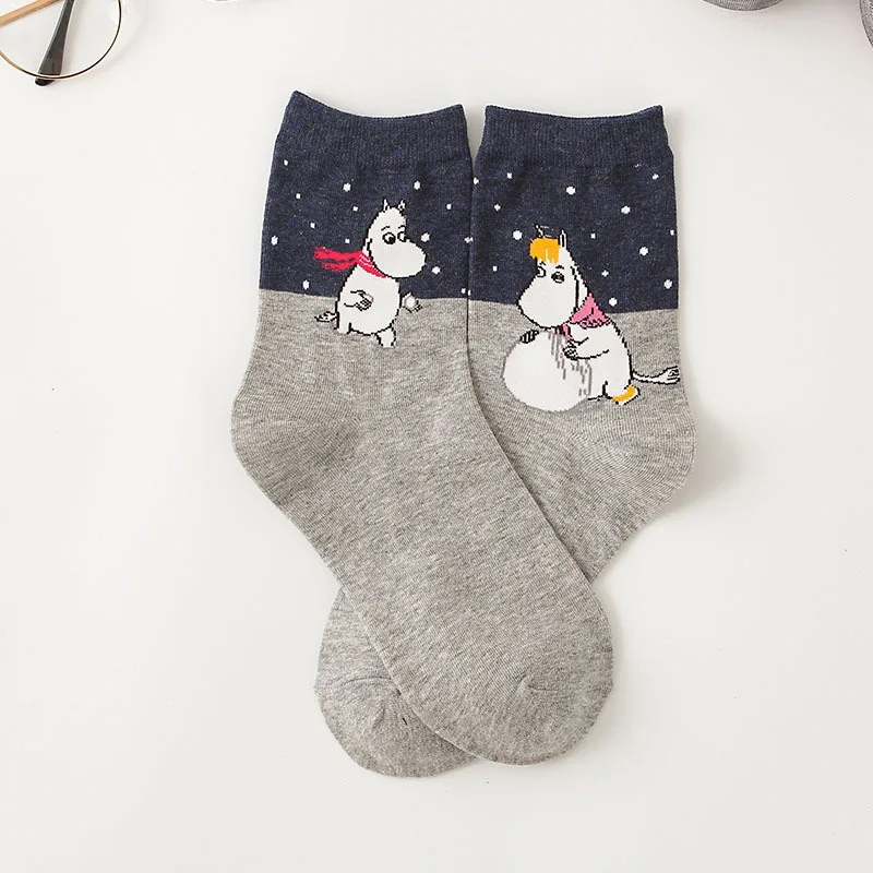 ladies socks Socks Women Autumn Winter Cartoon anime Socks Hippo Cartoon Animal Streetwear Classic Funny Cute Kawaii Middle Tube Crew Socks slouch socks