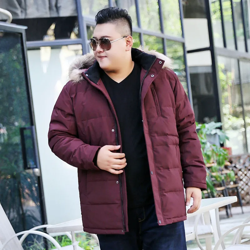 Wine red Мужская зимняя XL-8XL большого размера 9XL 10XL с большим стоячим воротником и капюшоном с меховым воротником, хлопковая утепленная куртка - Цвет: Wine red