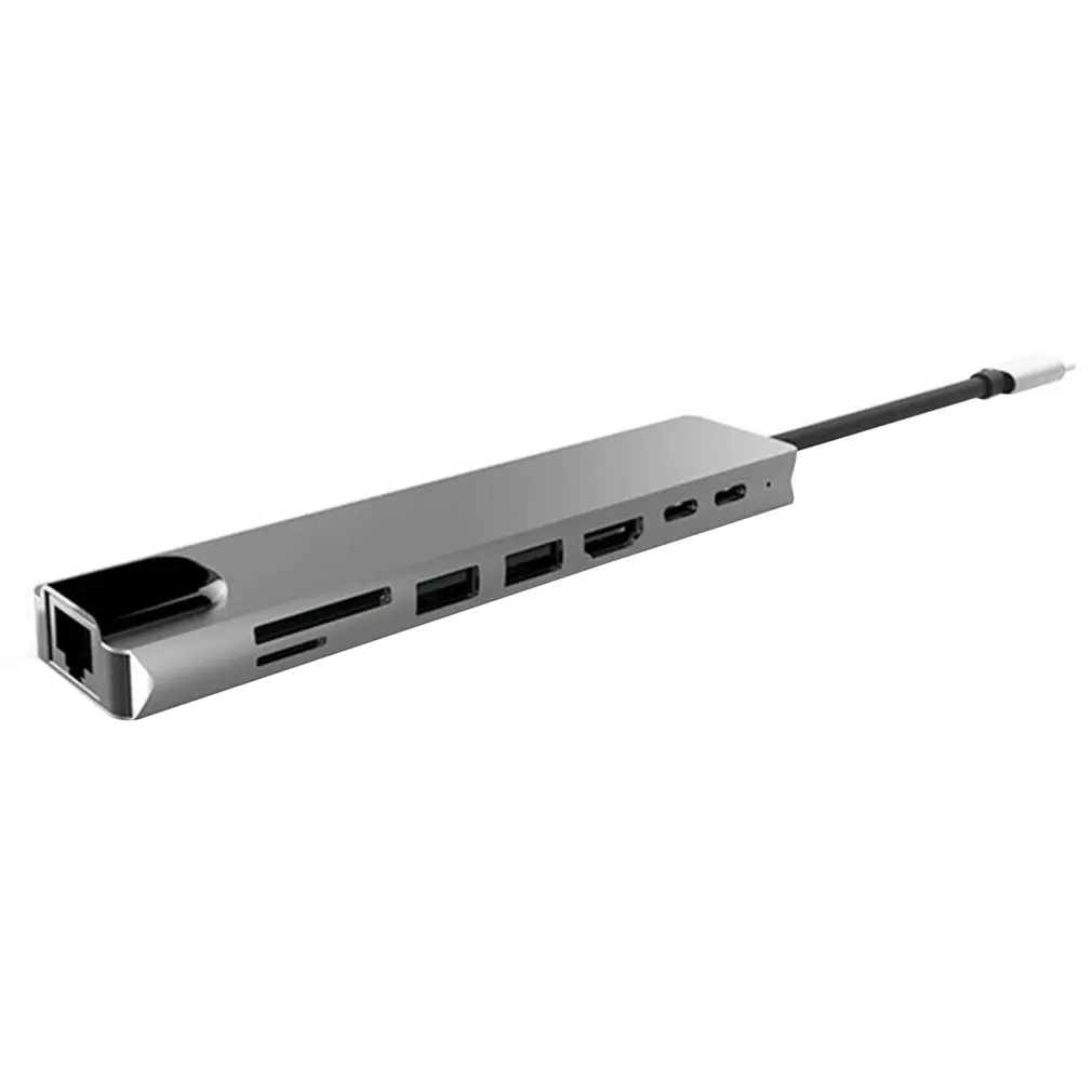 Концентратор USB Type C адаптер док станция с 4K HDMI PD RJ45 Ethernet Lan зарядка