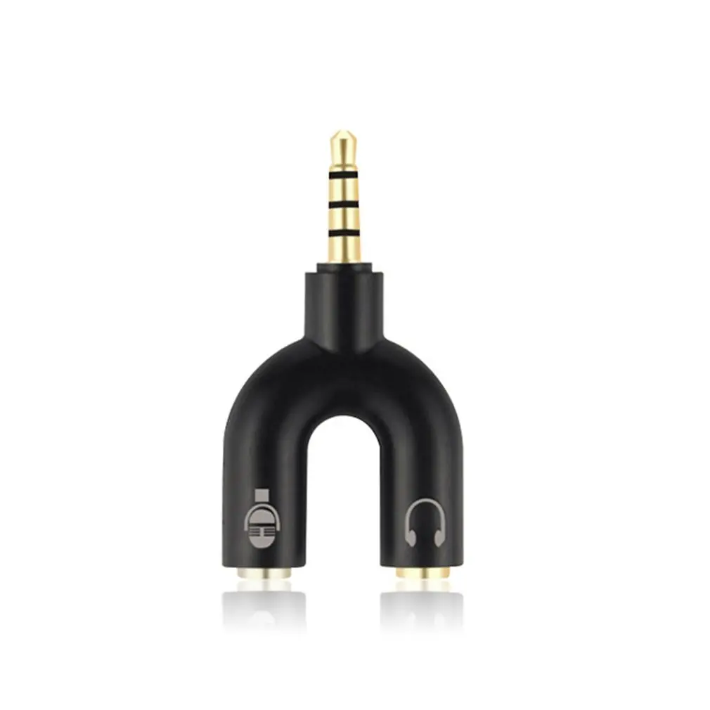 3.5mm Splitter Stereo Plug U-shape Stereo Audio Mic & Headphone Earphone Splitter Adapters for PS4 PC Laptop Ear Headset