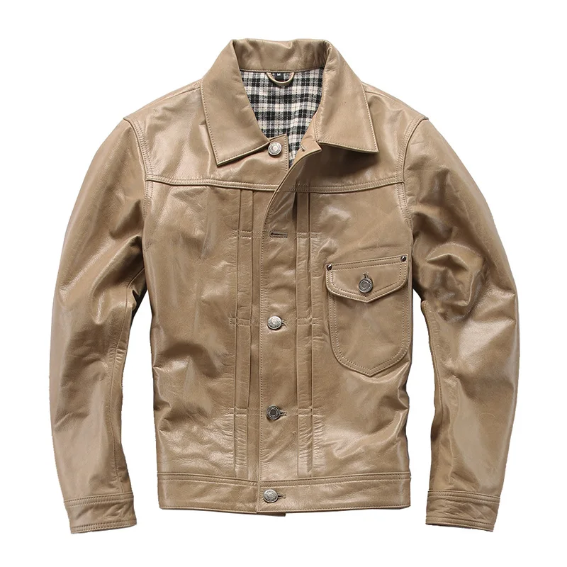 Deals AZ1905-7 Read Description! Asian size good goat leather jacket genuine goat leather jacket 3 colours