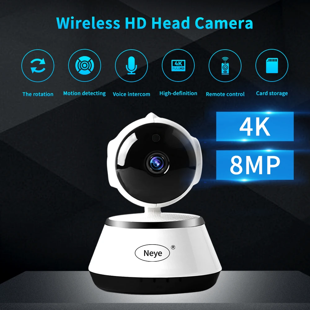 Câmera de Segurança em Casa Wi-fi com Visão Monitor de Áudio N_eye Câmera k Noturna ir ip 8mp 4
