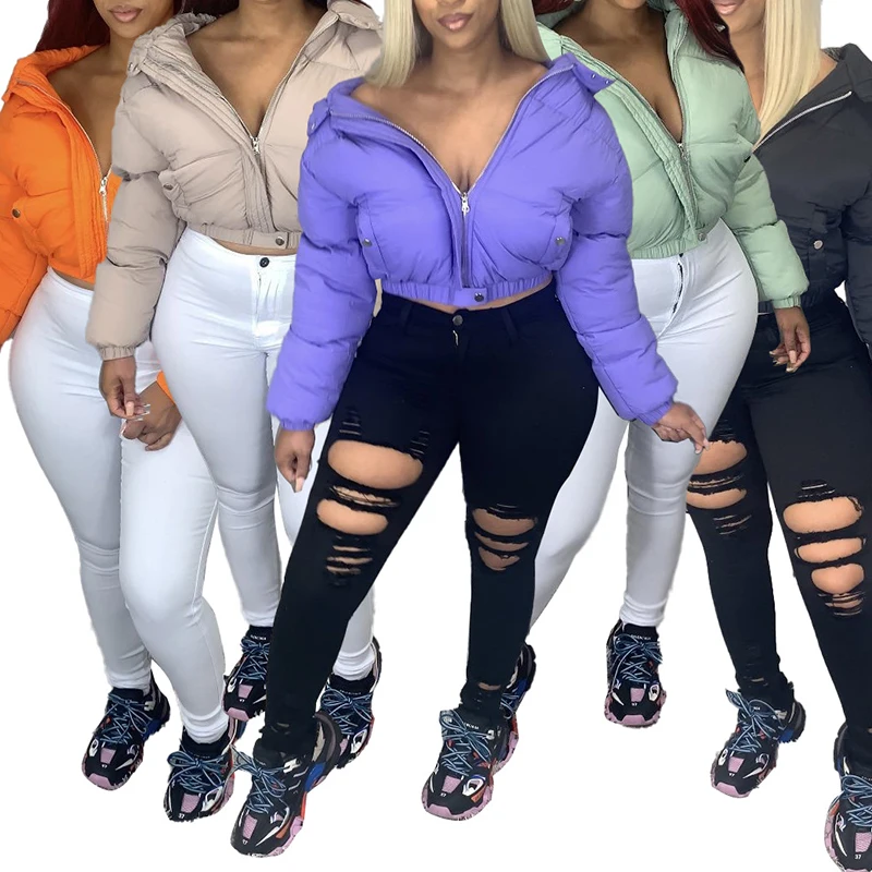 

Zipper Pockets Solid Color Hooded Long Sleeves 76%~80% White Duck Down Jacket New Winter Women Coat Warm Outfits