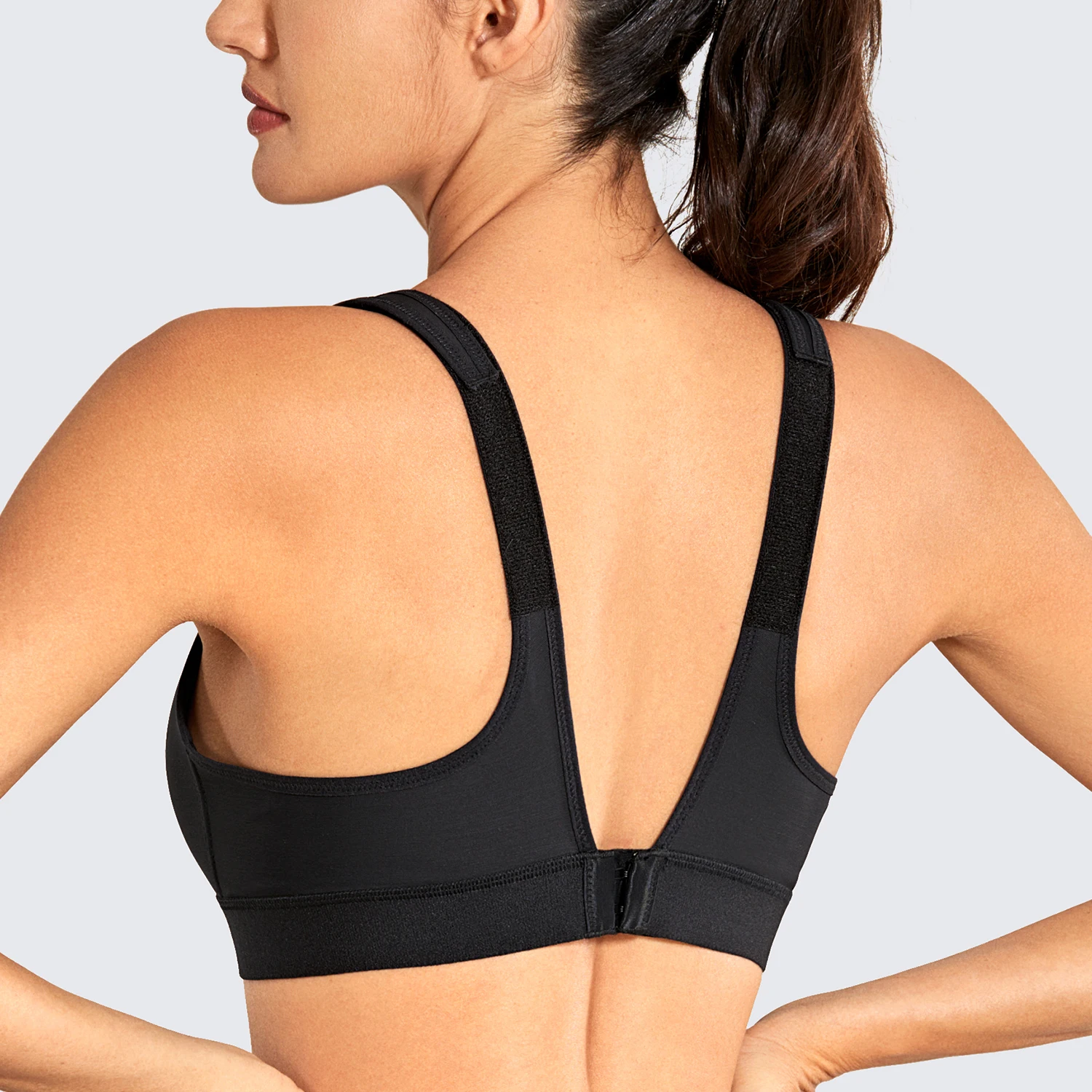 Wirefree Front Adjustable High Impact Sports Bras for Women Plus Size Padded Bras