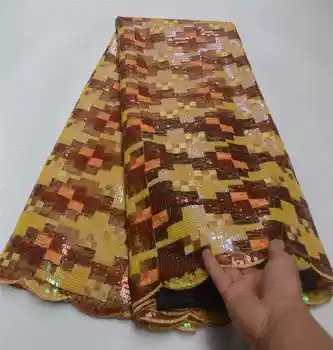 

Factory offers 2019latest Organza lace fabric Best quality Sequins lace for Nigerian Christmas party Dresses Winn861a