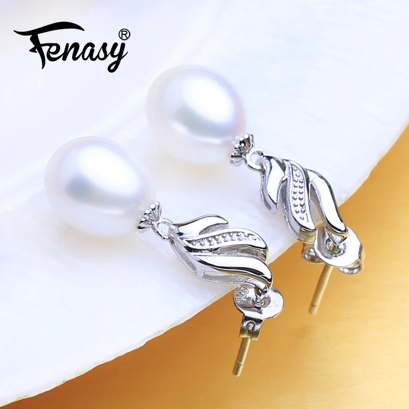 

FENASY Pearl Jewelry Natural Pearl Earrings For Women Korean Sterling Silver Dangle Earrings Fashion Jewelry