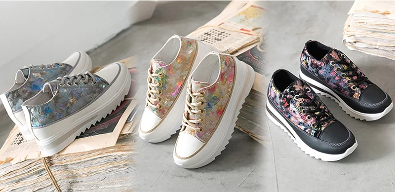 Women Sneakers Platform Running Shoes Brand Women Shoes Lace Up Flowers Basket Shoes Woman Vulcanized Shoes Footwear Trainers