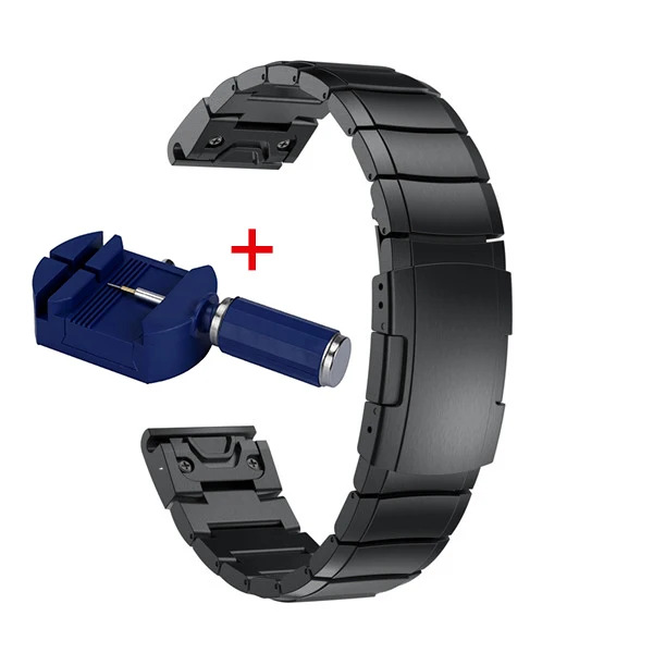 Black with tool 22 мм Quick Fit Fenix 6/6 plus металлический ремешок из нержавеющей стали для часов Garmin Fenix 5/5 Plus/Instinct/Forerunner 935 браслет - Цвет: Black with tool