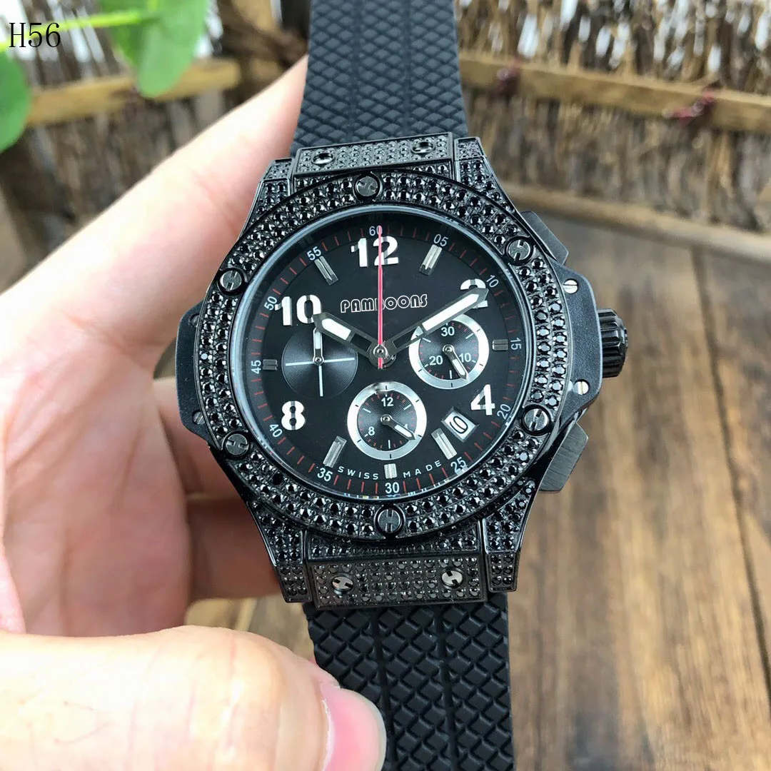

Quality Date Chronograph Watch Top Luxury Brand Clocks Men Watches Dress Business Watch With Black Diamonds Hombre Montres Homme