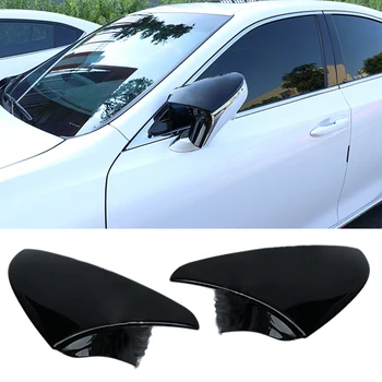 

CITALL 2Pcs Car Black Door Ox Horn Rearview Mirror Cover ABS Fit For Lexus ES300h ES350 2019 2020