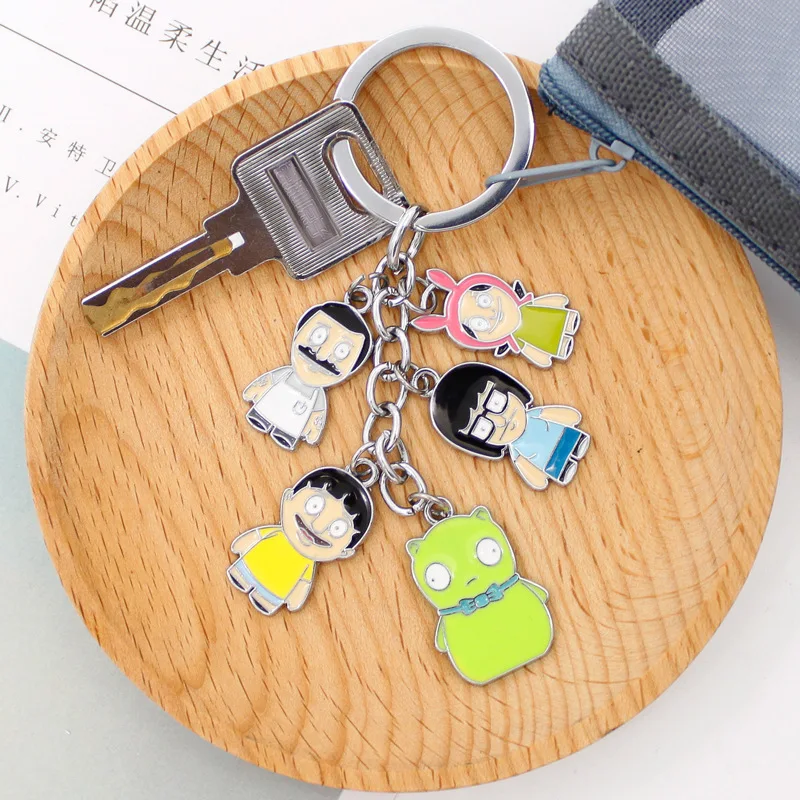 Аниме Bobs Burgers брелок Боб Белчер Линда Тина ген Луи милый забавный мультфильм металлический персонализированный брелок для ключей кулон ювелирные изделия