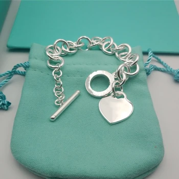 

SHINETUNG 1:1 S925 Sterling Silver Bracelet Genuine Bracelet Heart-Shape Pendant Bracelet For Women Gift High-quality Jewelry